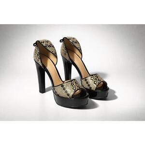 Chinese Laundry Black Beige Patterned High Heel Platform 6.5